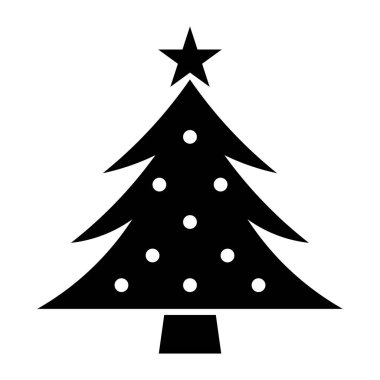 Siyah vektör noel ağacı simgesi beyaz arkaplanda izole edildi