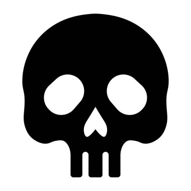 Siyah vektör kafatası simgesi beyaz arkaplanda izole edildi