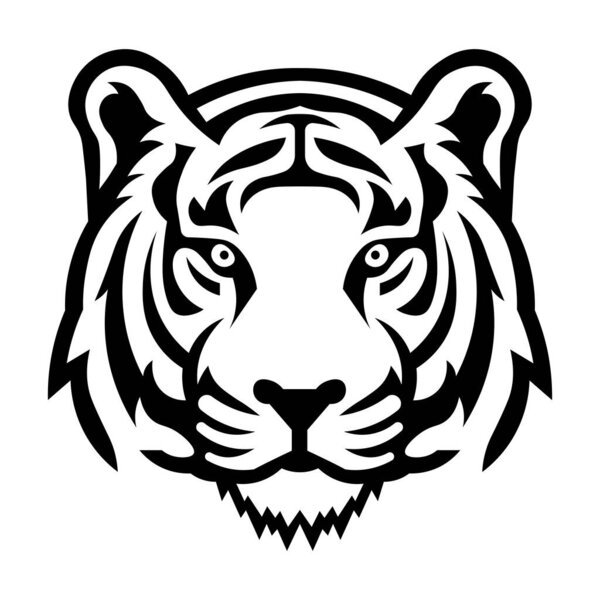 black vector tiger icon isolated on white background
