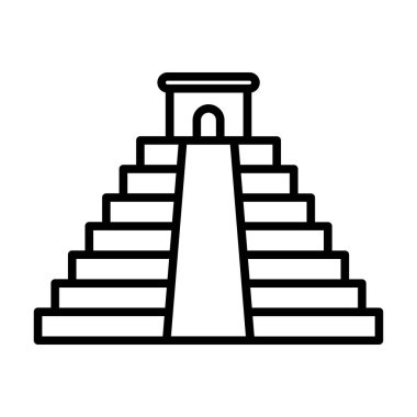 Siyah vektör aztek tapınak simgesi beyaz arkaplanda izole edildi