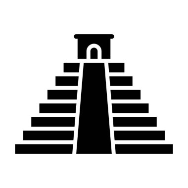 Siyah vektör aztek tapınak simgesi beyaz arkaplanda izole edildi