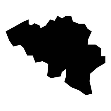 Siyah vektör Belçika haritası beyaz arkaplanda izole edildi