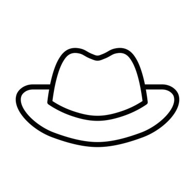 Siyah vektör kovboy şapkası simgesi beyaz arkaplanda izole edildi