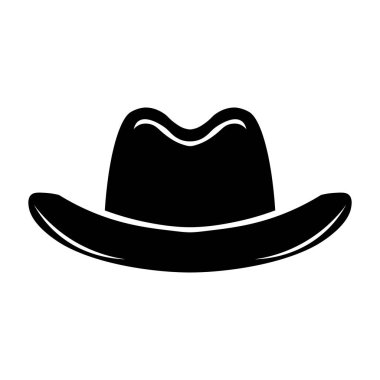 Siyah vektör kovboy şapkası simgesi beyaz arkaplanda izole edildi