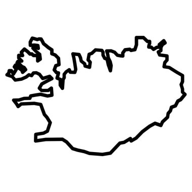 Siyah vektör İzlanda dış hat haritası beyaz arkaplanda izole edildi