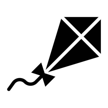 Siyah vektör uçurtma simgesi beyaz arkaplanda izole edildi