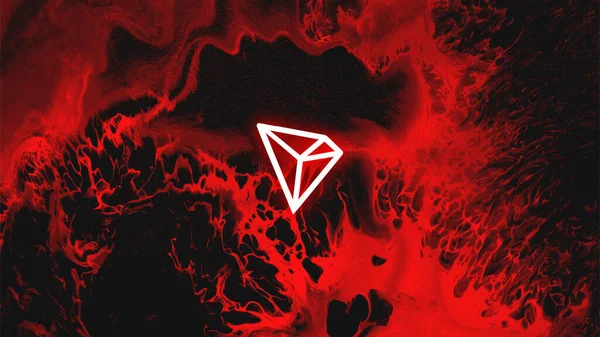 Tron (TRX) kripto para birimi. Soyut arkaplanda Tron