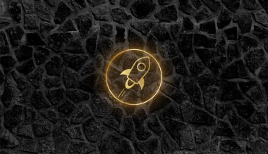 Yıldız kripto para sembolü. Engelleme teknolojisi. Soyut arkaplanda yıldız.