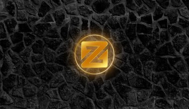 Z sikkesi şifreli para birimi. Soyut arkaplanda Z madeni para.