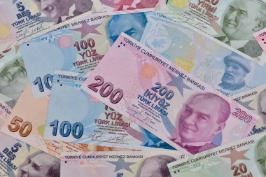 turkish banknotes background.5-10-20-50-100-200 banknote