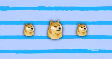 Dogecoin Doge bayrağı. DOGE para kripto para kavramı pankart arkaplanı.
