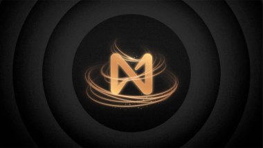 Şifreli para biriminin yanında. Soyut bir arkaplanda. Logonun yanında.