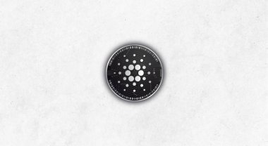 Cardano ADA para sembolü şifreli para birimi temalı arkaplan tasarımı