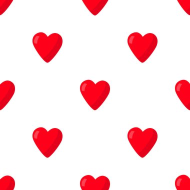 Red heart isolated on a white background. Seamless vector pattern.