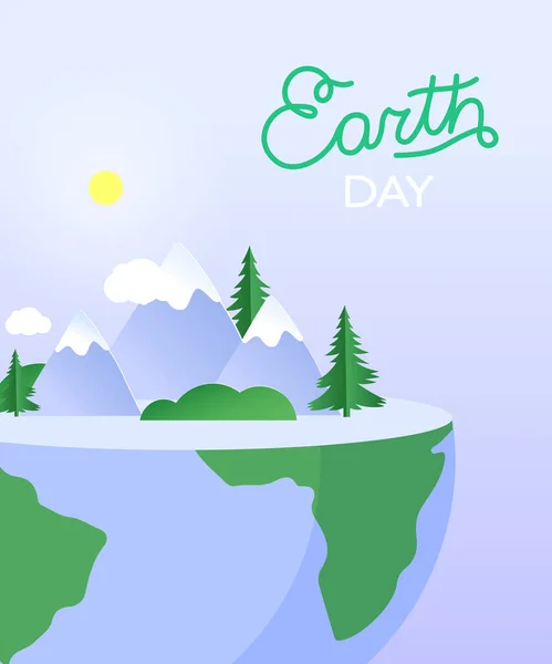 Layer Earth Mountain Landscape Poster World Earth Day Digital Craft — Stock Vector