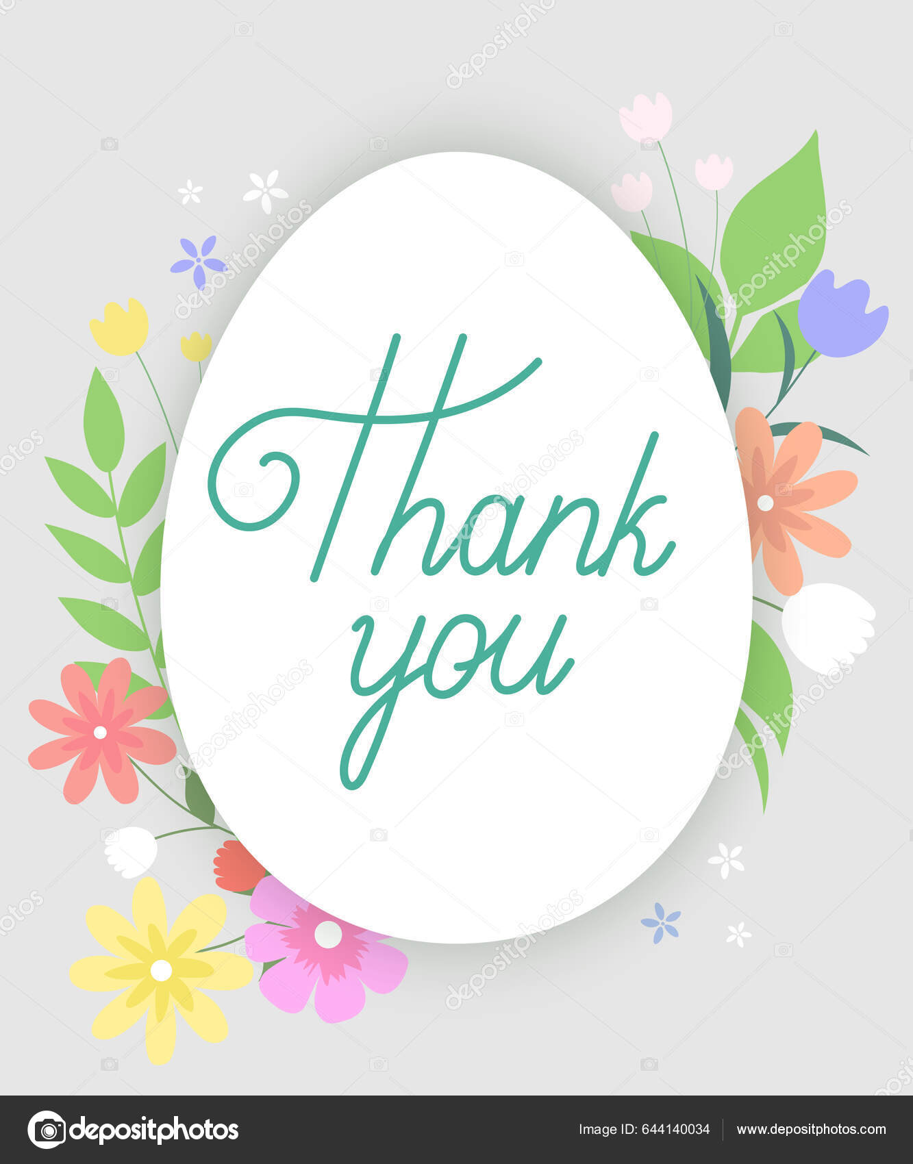 Thank You Phraze Egg Silhuette Flowers Background Thank You Card Stock ...