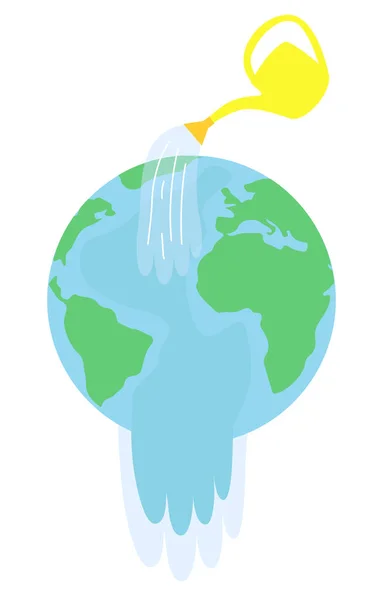 Arrosoir Arrose Planète Terre Illustration Pour Jour Terre — Image vectorielle