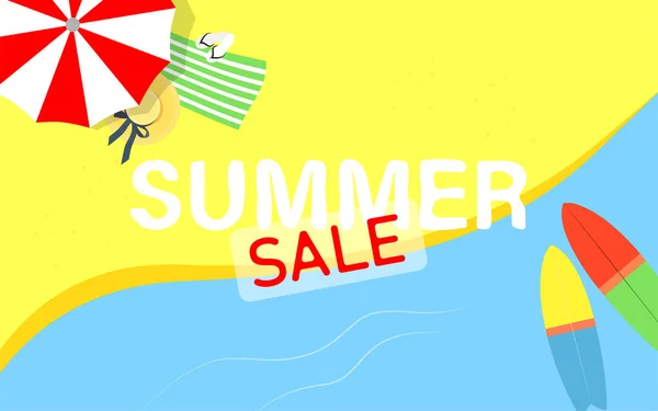 Bright Background Sea Beach Summer Sale Vector Banner — Stock Vector