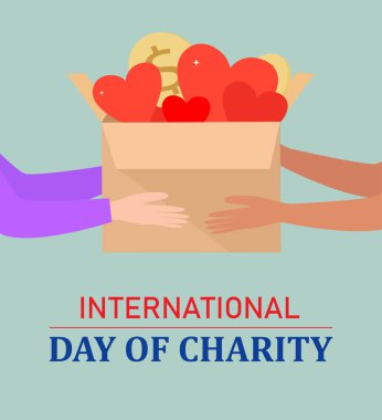 Bağış dolu bir kutu. Yardım Günü için Vektör illüstrasyonu.