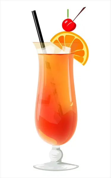 Koktejly Oranžovým Plátkem Izolované Bílém Pozadí Vektorová Ilustrace Stock Ilustrace