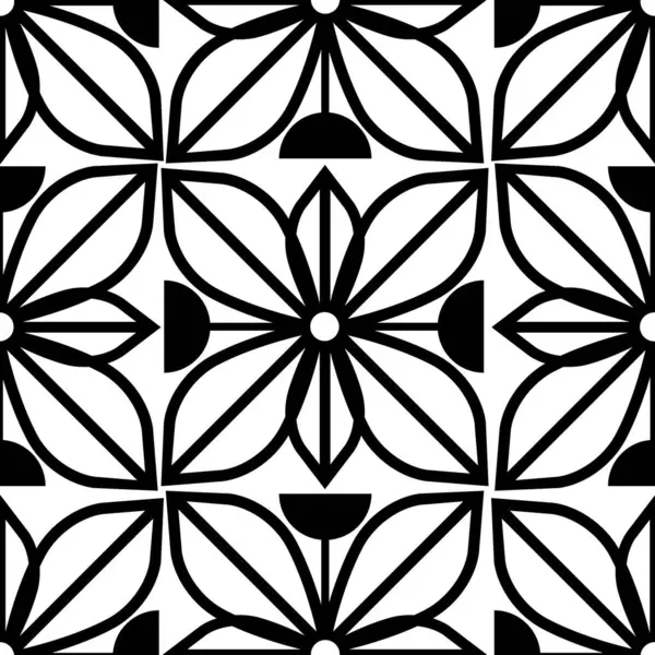 Geometrické Černé Květy Vektorový Tisk Izolovaný Bílém Pozadí Royalty Free Stock Vektory