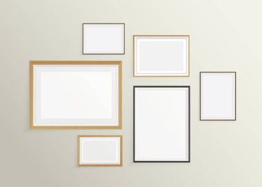 Yatay duvardaki çerçevelerin şablonları. Tasarım için yer ile vektör modeli.