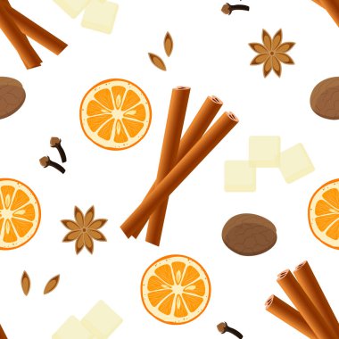 Tarçın, portakal, karanfil, beyaz arka planda anason. Tereyağından kıl çeker gibi..