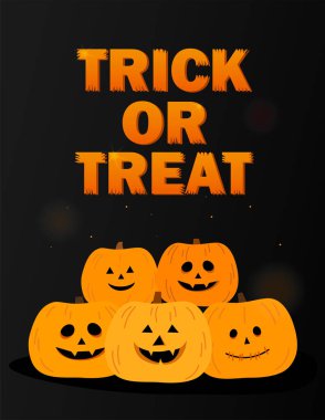 Cadılar bayramı için hediye kartı. Siyah arkaplanda renkli balkabakları.