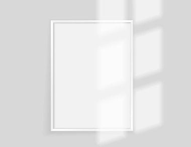 Duvarında güneş ışığı olan beyaz çerçeve. Tasarımınız için alanı olan vektör modellemesi.