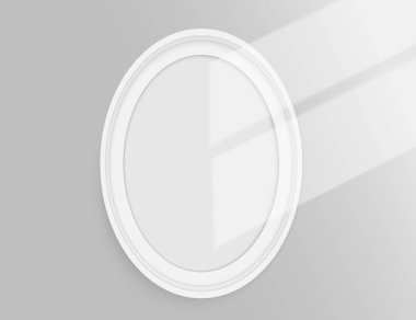 Beyaz oval çerçeve, duvarda güneş ışığı olan bir model. Tasarımınız için alanı olan vektör modellemesi.