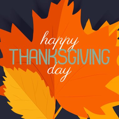Karanlık bir arka planda sonbahar yaprakları olan Şükran Günü mektuplarınız kutlu olsun. Vektör kartı.