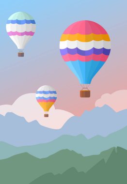 Dağlarda sıcak hava balonları. Sıcak hava balonu gezisi.