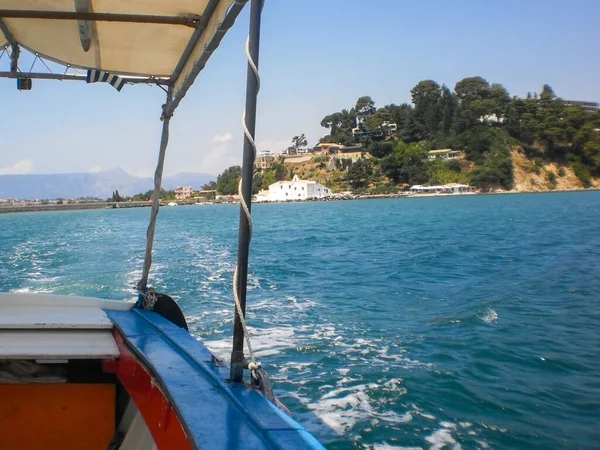 Båt Till Pontikonisi Korfu Grekland — Stockfoto