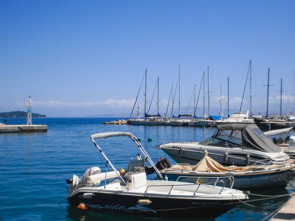 Pohled Kerkyru Benitses Corfu Island Řecko — Stock fotografie