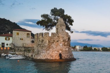The city of Nafpaktos is located in Greece. It is a very beautiful city for holidays all year round, with an excellent climate, Nafpaktos city, Greece, 10-25-2019 clipart