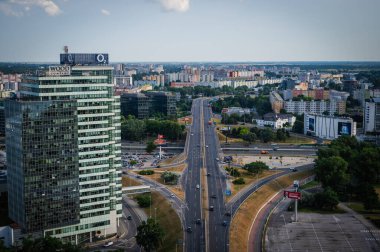 Bratislava, Slovakya 'daki modern otoyolun havadan görünüşü