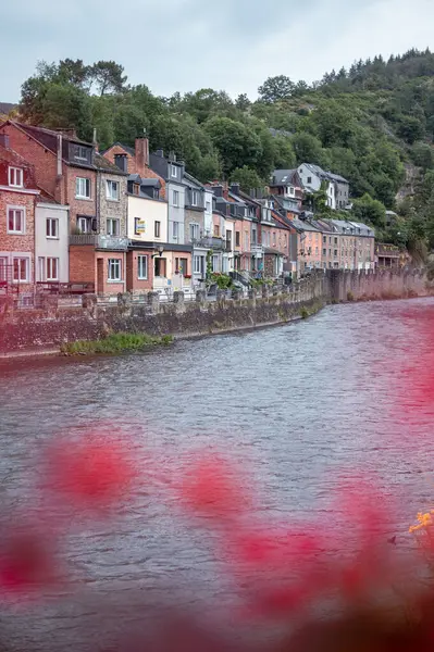Nehir ve evler Belçika 'da küçük bir kasaba La Roche en Ardenne' de.