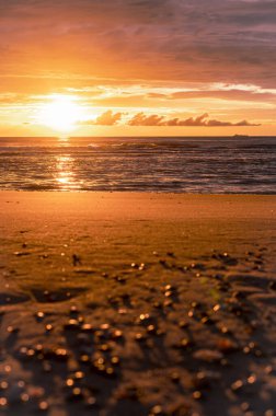 Oostende, Belçika 'da güzel bir gün batımı
