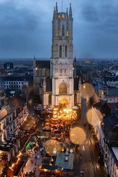 Gent, Belçika 'daki Saint Bavo Katedrali manzarası