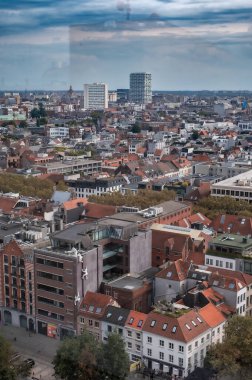 aerial panorama of antwerpen in belgium clipart