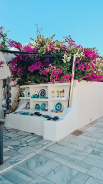 Yunanistan, çimento, çimento adası, Akşamları terastan manzara Santorini, Yunanistan
