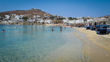 Mykonos adasının güzel manzarası, Yunanistan.
