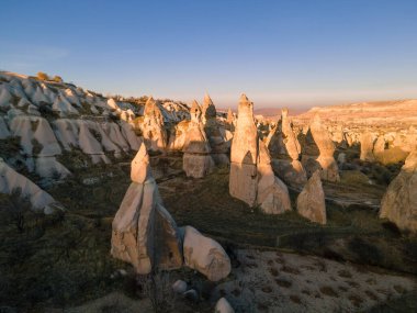 Kapadokya üzerinde gün batımı, nevsehir şehri, anadolu, hindi
