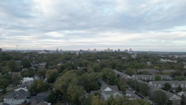 Vzdušný Výhled Panorama Nashvillu Dvanáctého Jižního Sousedství Při Západu Slunce — Stock video