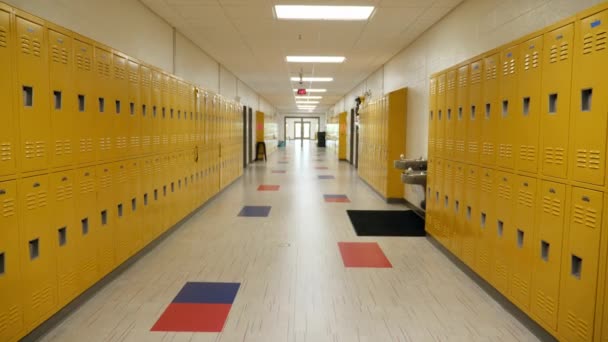 Yellow Lockers School Hallway — Stock Video
