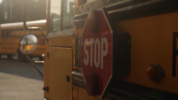 黄色校车上的停车标志 — 图库视频影像