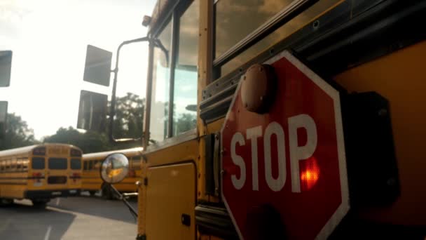 Señal Stop Autobús Escolar Amarillo — Vídeo de stock