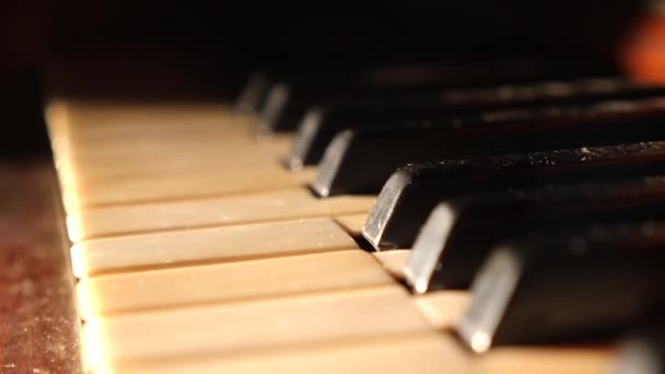 Крупный План Клавиш Фортепиано — стоковое видео