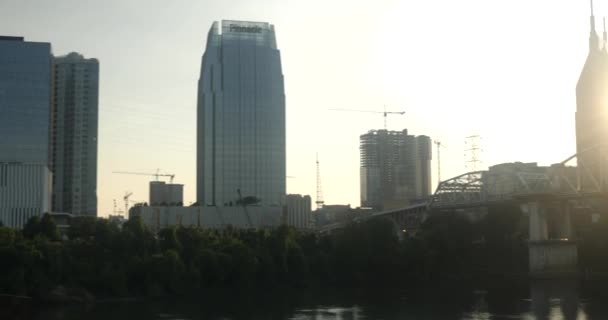 Nashville Skyline Cumberland River Sunset — Αρχείο Βίντεο