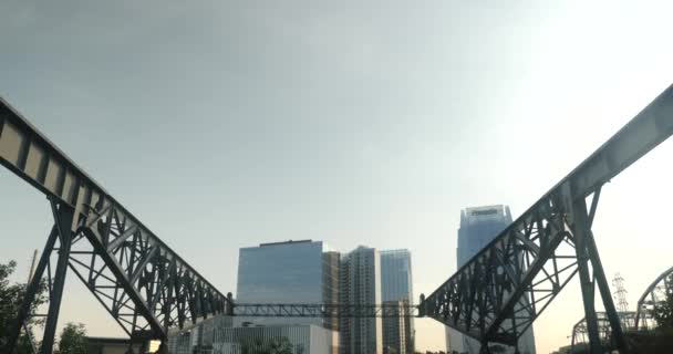 Nashville Skyline Oleh Cumberland River Saat Matahari Terbenam — Stok Video